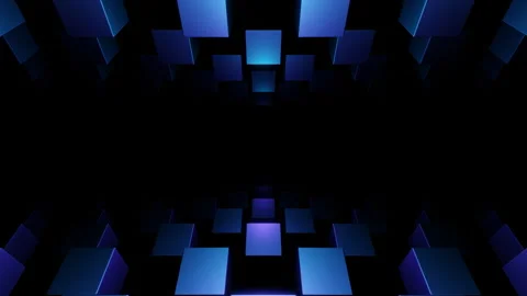 Blue gradient rotating cube particles tunnel loop animation background Stock Footage 246503054
