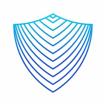 Blue Gradient shield icon with line pattern security safe guard symbol vector イラスト素材