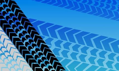 Blue gradient tire tracks background. Illustrazione stock