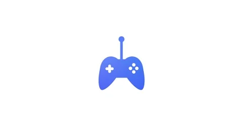 Blue gradient video game controller icon on a animation white background jo.. Stock Footage 321855164