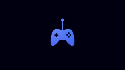 Blue gradient video game controller icon on dark animation background gamin.. Stock Footage 321855165
