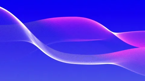 Blue gradient wave line motion background with pink ribbon glow, modern tech sea Stock Footage 340498662