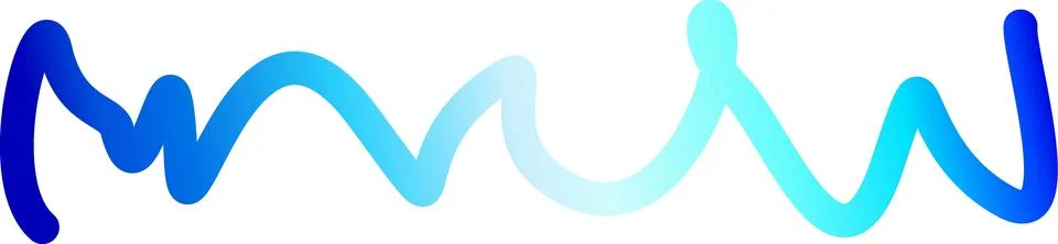 Blue gradient wavy line, fluid motion stroke, abstract cyan ripple Ilustração Stock