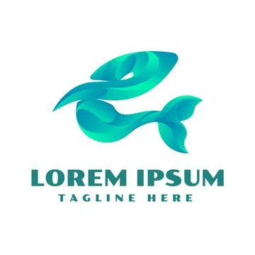 Blue gradient whale logo design template Stock Illustration