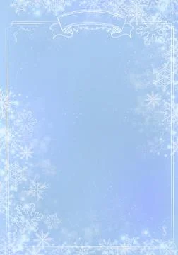 Blue gradient winter paper background with snowflake border Stock Illustration
