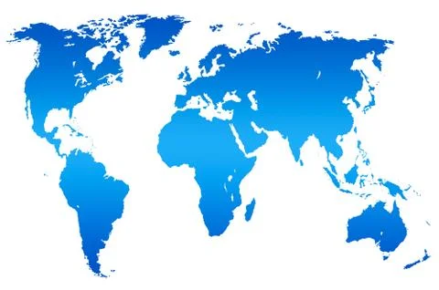 Blue gradient world map, isolated Stock Illustration