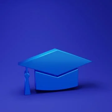 Blue Graduation cap icon isolated on blue background. Graduation hat with t.. イラスト素材