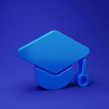 Blue Graduation cap icon isolated on blue background. Graduation hat with t.. 스톡 일러스트