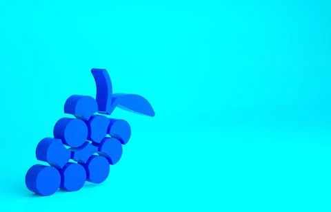 Blue Grape fruit icon isolated on blue background. Minimalism concept. 3d ill Illustrazione stock