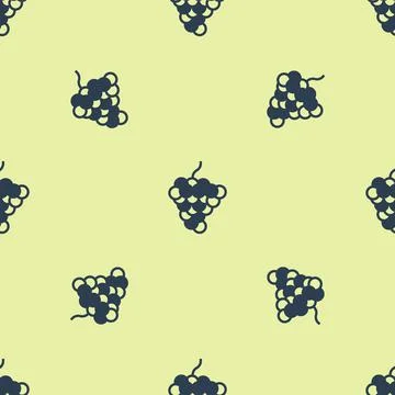 Blue Grape fruit icon isolated seamless pattern on yellow background.  Vector Illustrazione stock