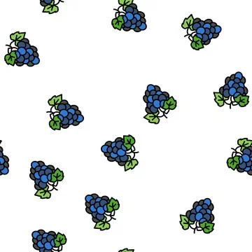 Blue grape wine vector seamless pattern Illustrazione stock