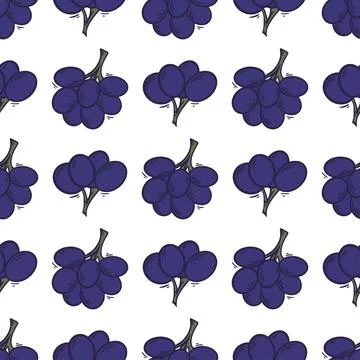 Blue grapes seamless pattern vector graphics Stock Illustration