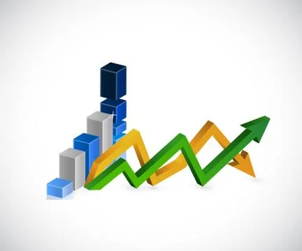 Blue graph up and down business arrow chart Stock Illustration