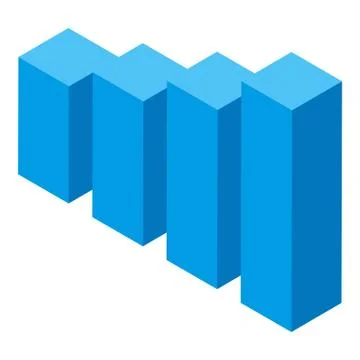 Blue graph bar icon, isometric style Stock Illustration