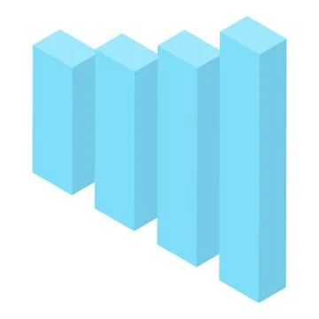 Blue graph bars icon, isometric style Stock Illustration