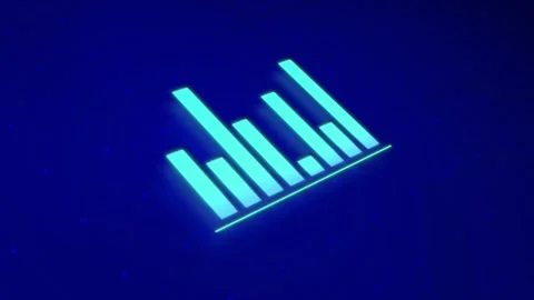 Blue graph chart up and down animation with grid background Stock Footage 301261110