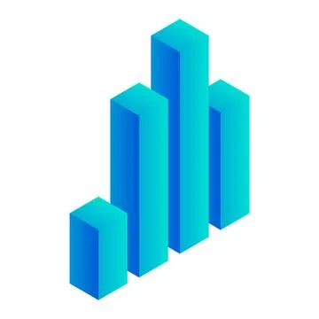 Blue graph column icon, isometric style Stock Illustration