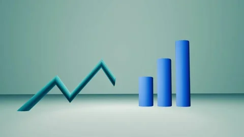 Blue graph line growing upwards with bar chart graph Stock Footage 345286927