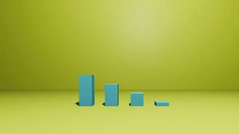 Blue graph line growing upwards with bar chart graph green background Stock Footage 345523970
