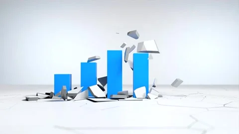The blue graph rises from the cracked ground, Business concept Video stock 244969397