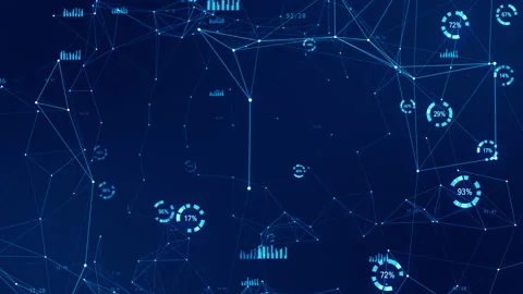 Blue graph technology futuristic icon with mesh connection abstract background Stock Footage 154807890