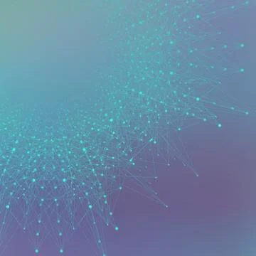 Blue graphic background molecule and communication. Connected lines with dots Illustrazione stock