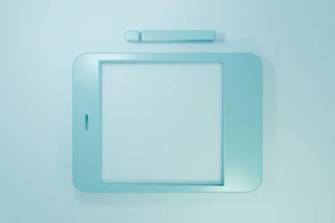 Blue Graphic tablet icon isolated on blue background. Minimalism concept. 3.. Stock Illustration