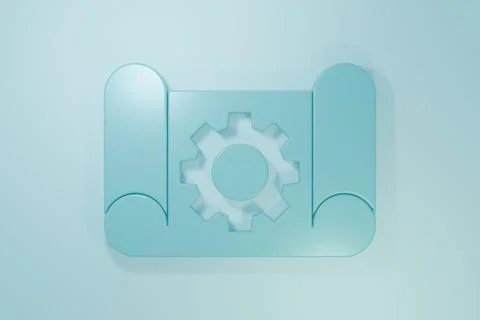 Blue Graphing paper for engineering and gear icon isolated on blue backgrou.. Stock Illustration