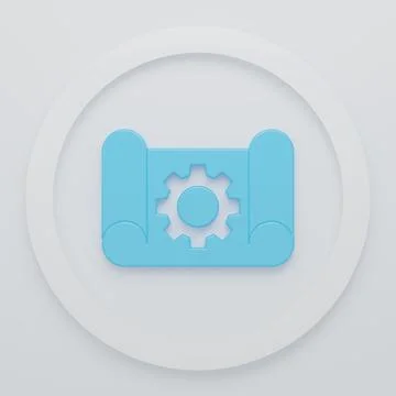 Blue Graphing paper for engineering and gear icon isolated on white backgro.. Stock Illustration
