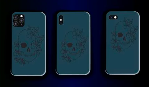 Blue graphite print design for smartphone cases - burgundy trend print with s Stock Illustration