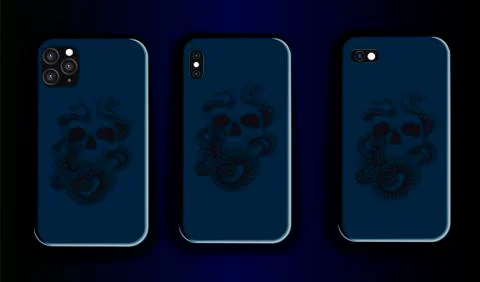Blue graphite print design for smartphone cases - burgundy trend print with s Stock Illustration