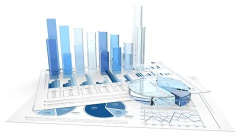 Blue Graphs and Charts. Stock Illustration