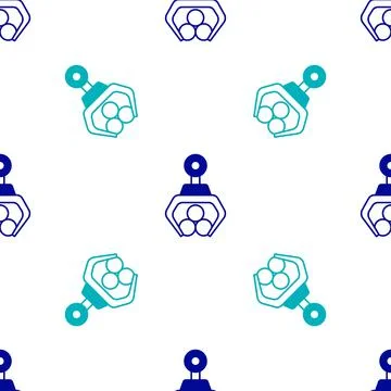 Blue Grapple crane grabbed a log icon isolated seamless pattern on white Illustrazione stock