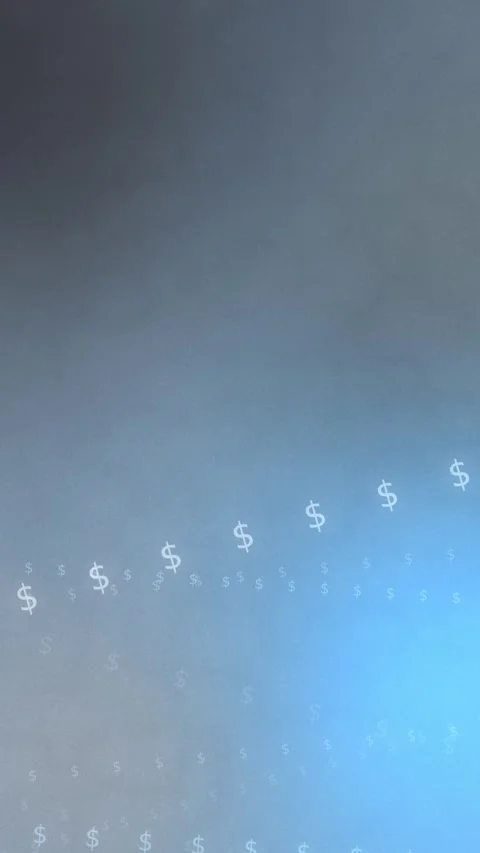 Blue gray gradient with curved glowing dollar symbols, Seamless Loop Stock Footage 341858088