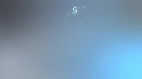 Blue gray gradient with floating glowing dollar symbols, Seamless Loop Stock Footage 341856756