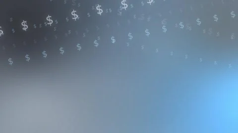 Blue gray gradient with floating glowing dollar symbols, Looping Background Stock Footage 341858080