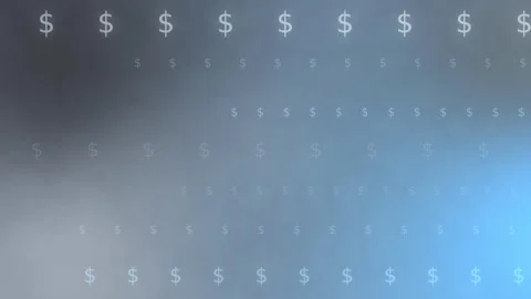 Blue gray gradient with rows of glowing dollar symbols, Loop Animation Stock Footage 341857786