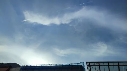 Blue gray sky white clouds background nature air atmosphere weather autumn Stock Photos