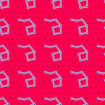 Blue Great Bear constellation icon isolated seamless pattern on red background 스톡 일러스트