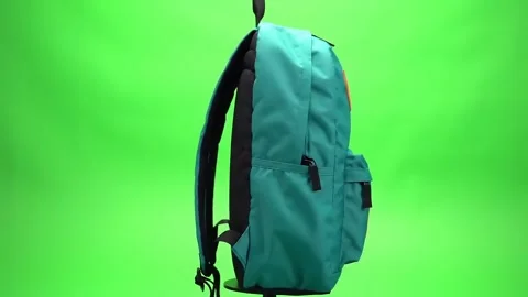 Blue gree School Backpack on Green Screen – Education and Travel Concept Video stock 317216094