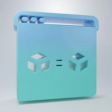 Blue-green 3D printer perfect copy icon isolated on grey background. 3d pri.. Ilustração Stock