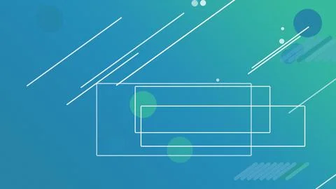 Blue-green abstract background featuring layered geometric frames, floating.. Ilustração Stock