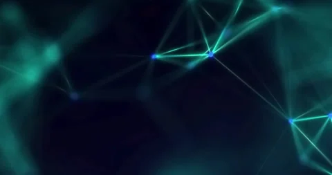 Blue green abstract background with motion plexus of dots and lines, technology 스톡 동영상 294765294