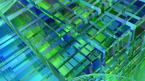 Blue &amp; Green Abstract Glass Background Loop Stock Footage 246149388