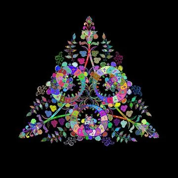 Blue, green and black pattern. Vector Hand drawn zentangle floral blue, green an Stock Illustration