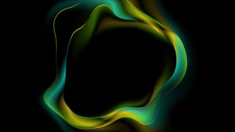 Blue, green and orange fluid wavy circle abstract concept motion background Stock Footage 341553475