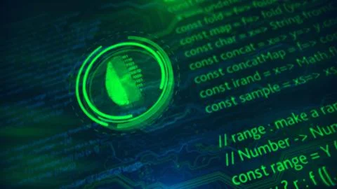 Blue, green background with digital integrated network technology. Stock Illustration