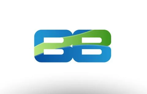 Blue green bb b b alphabet letter logo combination icon design Stock Illustration