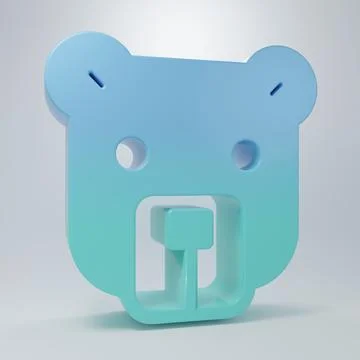 Blue-green Bear head icon isolated on grey background. Minimalism concept. .. Stock Illustration
