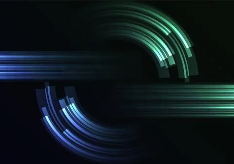 Blue green circle digital abstract sheet layer background Stock Illustration